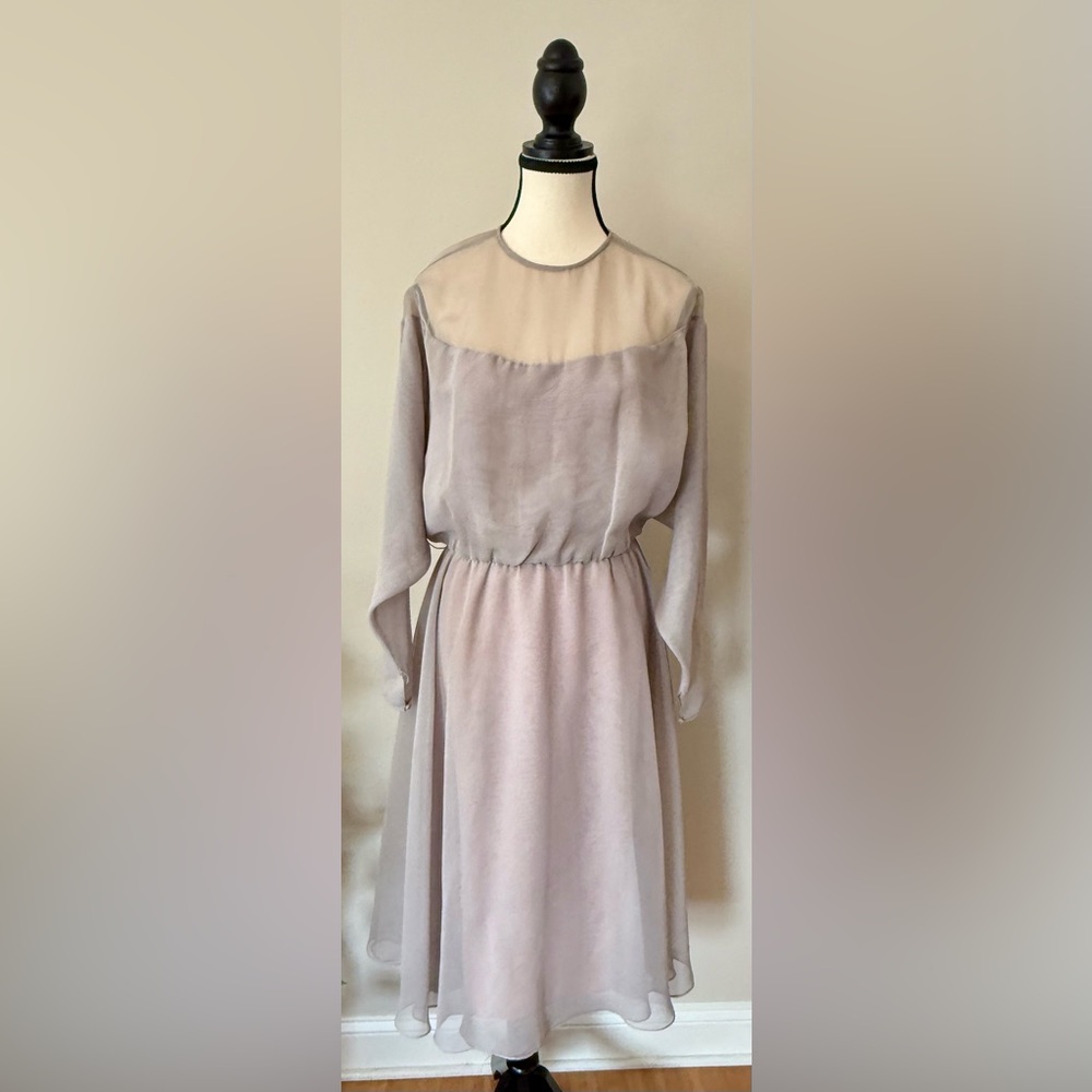 Sheer Party Dress in cream chiffon.